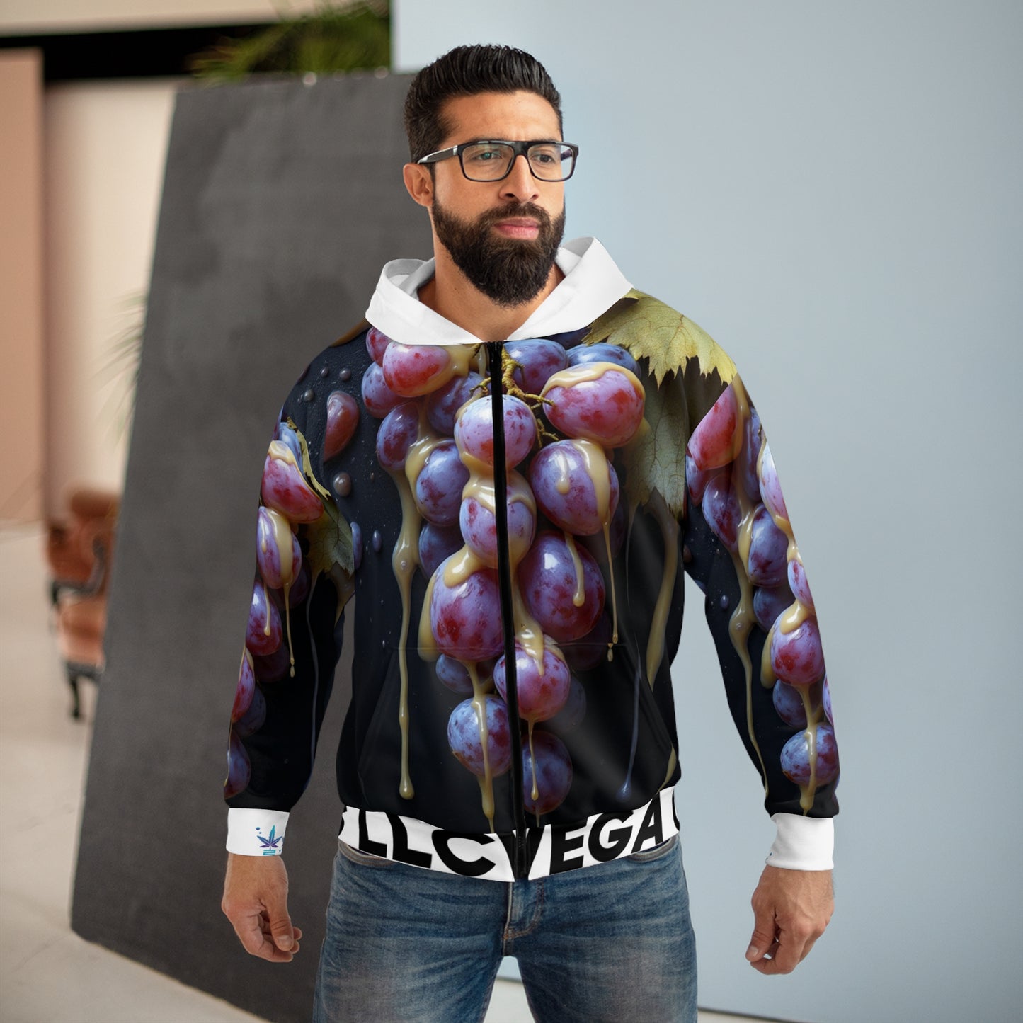 Vega's Greasy Grape Zip Hoodie - Unisex Design for Lovers of Gooey Grape Deliciousness