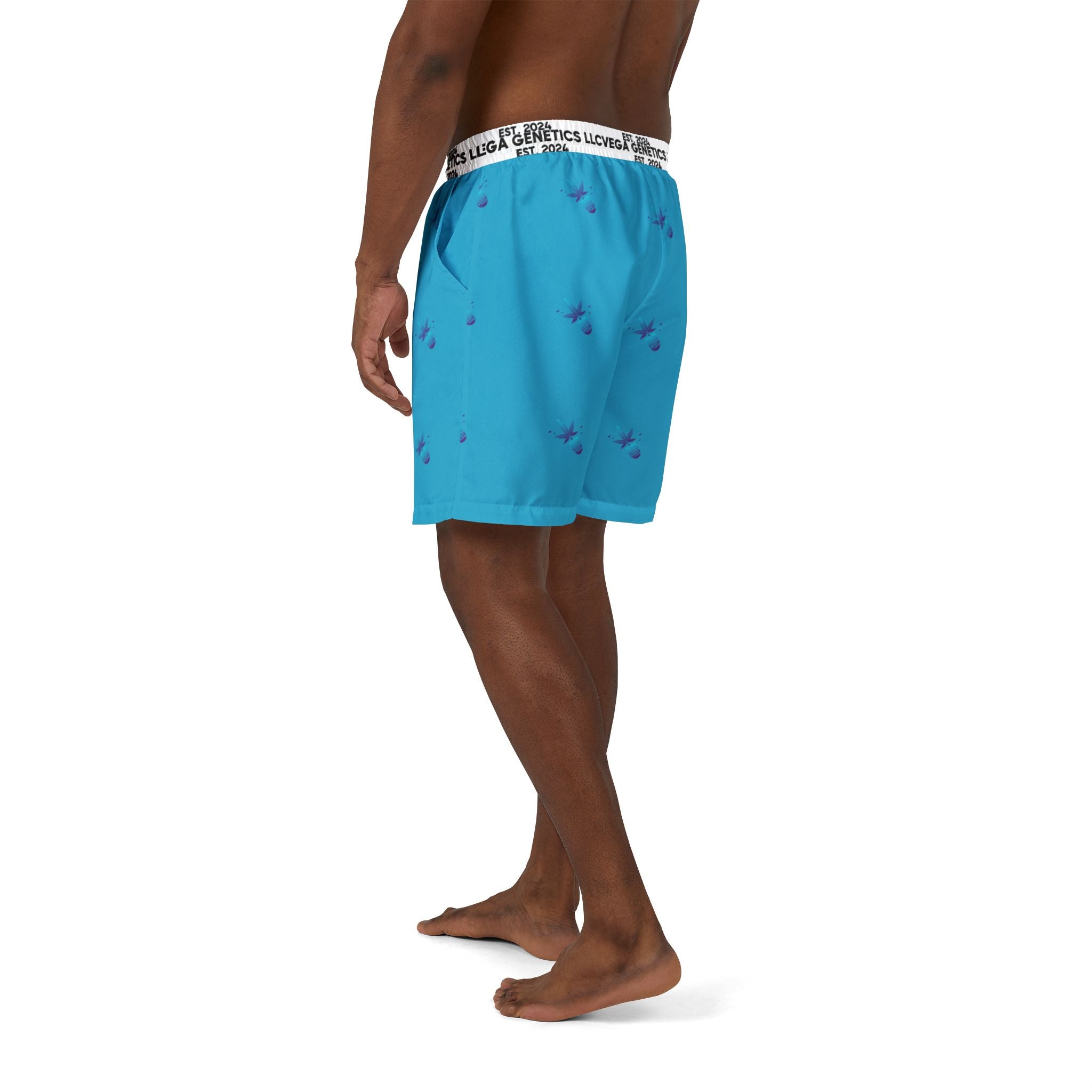 Vega Print Unisex Swim Shorts (Turquoise) - Perfect for Summer Beach Days