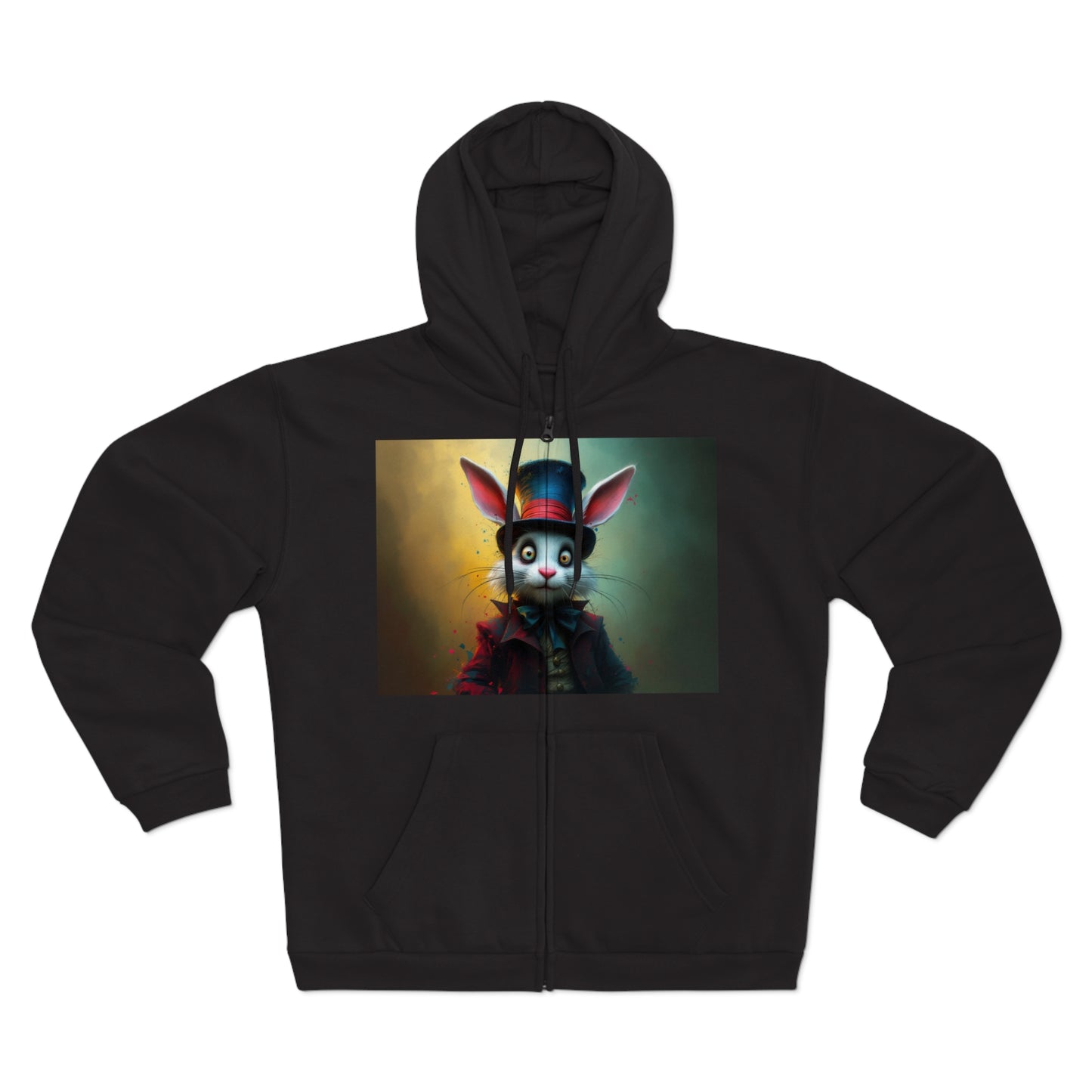 Chic Unisex Hooded Zip Sweatshirt with Silly Rabbit Artwork & Logo