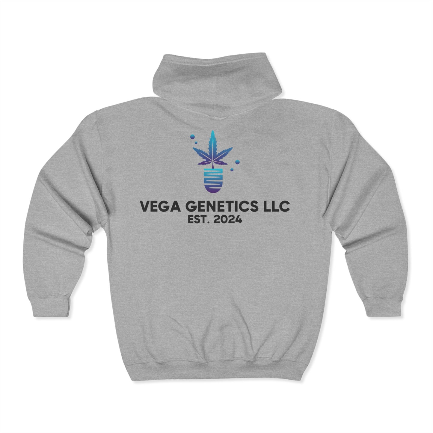 Vega Genetics Cannabis Full Zip Hoodie – Trendy Unisex Sweatshirt for Comfort & Style
