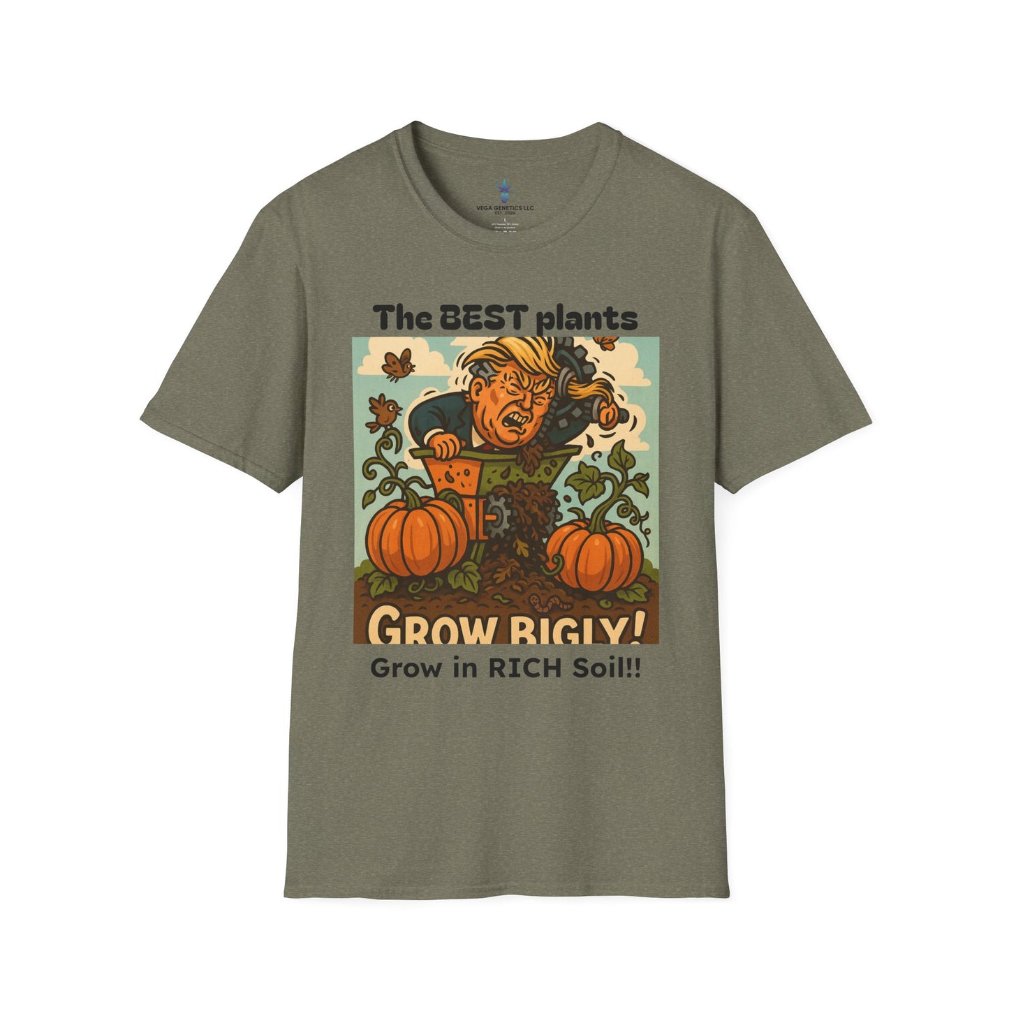 Grow Bigly Funny Gardening T-Shirt, Plant Lover Gift, Eco-Friendly Shirt, Sustainable Fashion, Gardening Humor Tee, Grow Bigly Quote