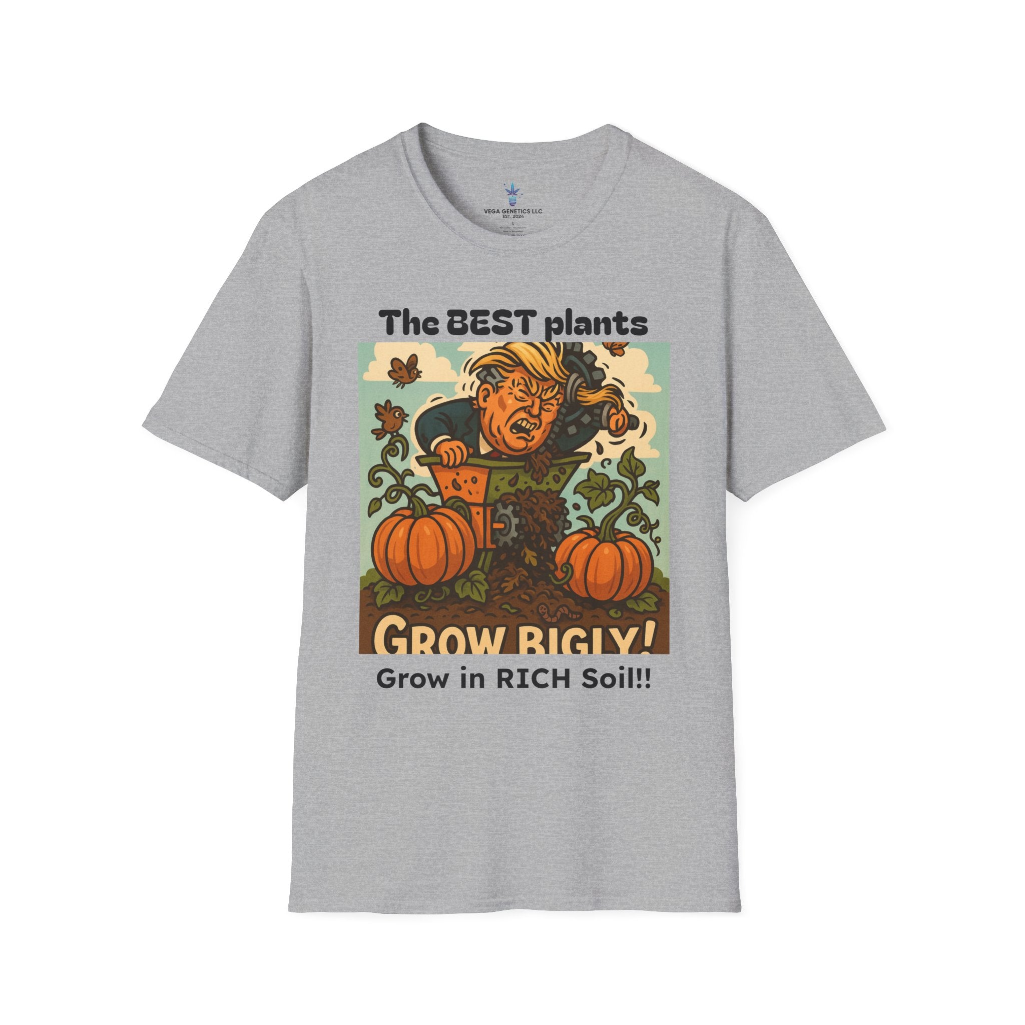 Grow Bigly Funny Gardening T-Shirt, Plant Lover Gift, Eco-Friendly Shirt, Sustainable Fashion, Gardening Humor Tee, Grow Bigly Quote