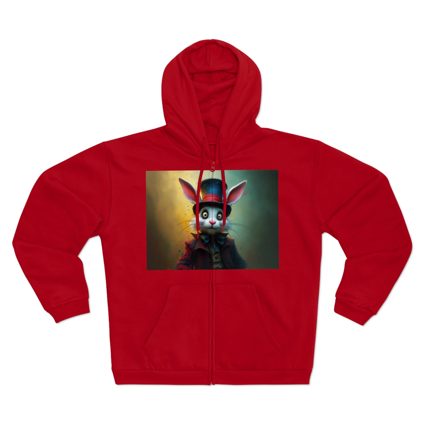 Chic Unisex Hooded Zip Sweatshirt with Silly Rabbit Artwork & Logo (No Background)
