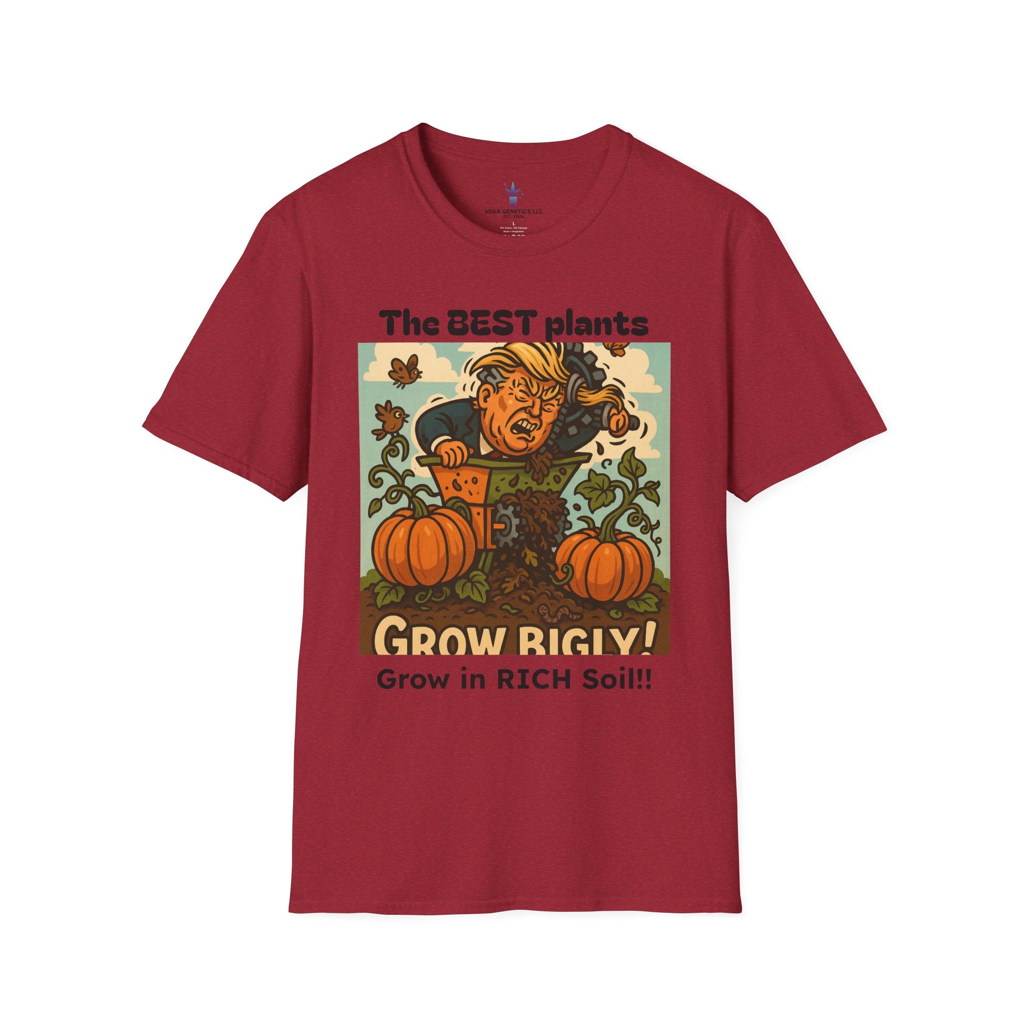 Grow Bigly Funny Gardening T-Shirt, Plant Lover Gift, Eco-Friendly Shirt, Sustainable Fashion, Gardening Humor Tee, Grow Bigly Quote