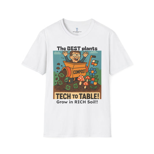Tech to Table Funny Gardening T-Shirt, Plant Lover Gift, Eco-Friendly Shirt, Sustainable Fashion, Gardening Humor Tee, Tech to Table Quote