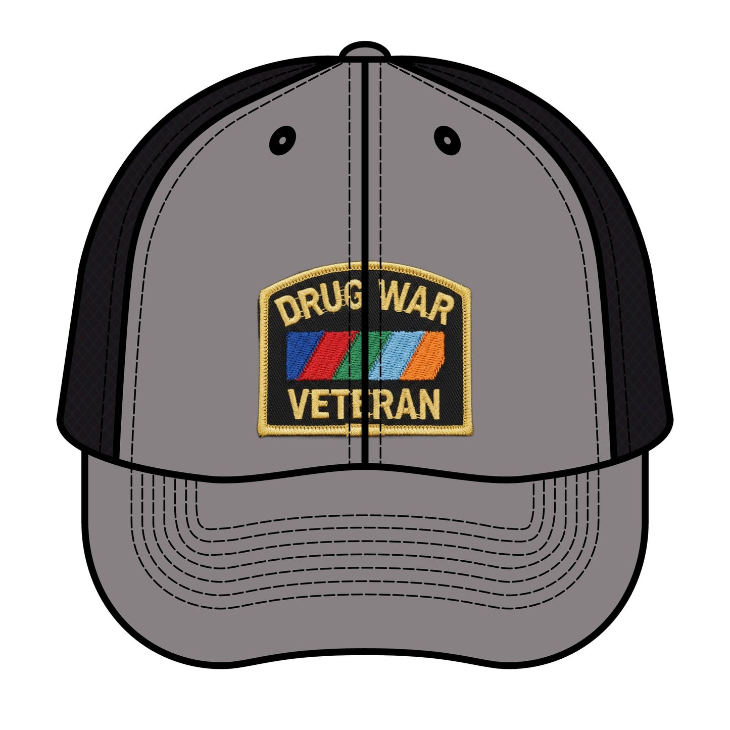 Drug War Veteran Trucker Hat – Retro Patch Mesh Cap