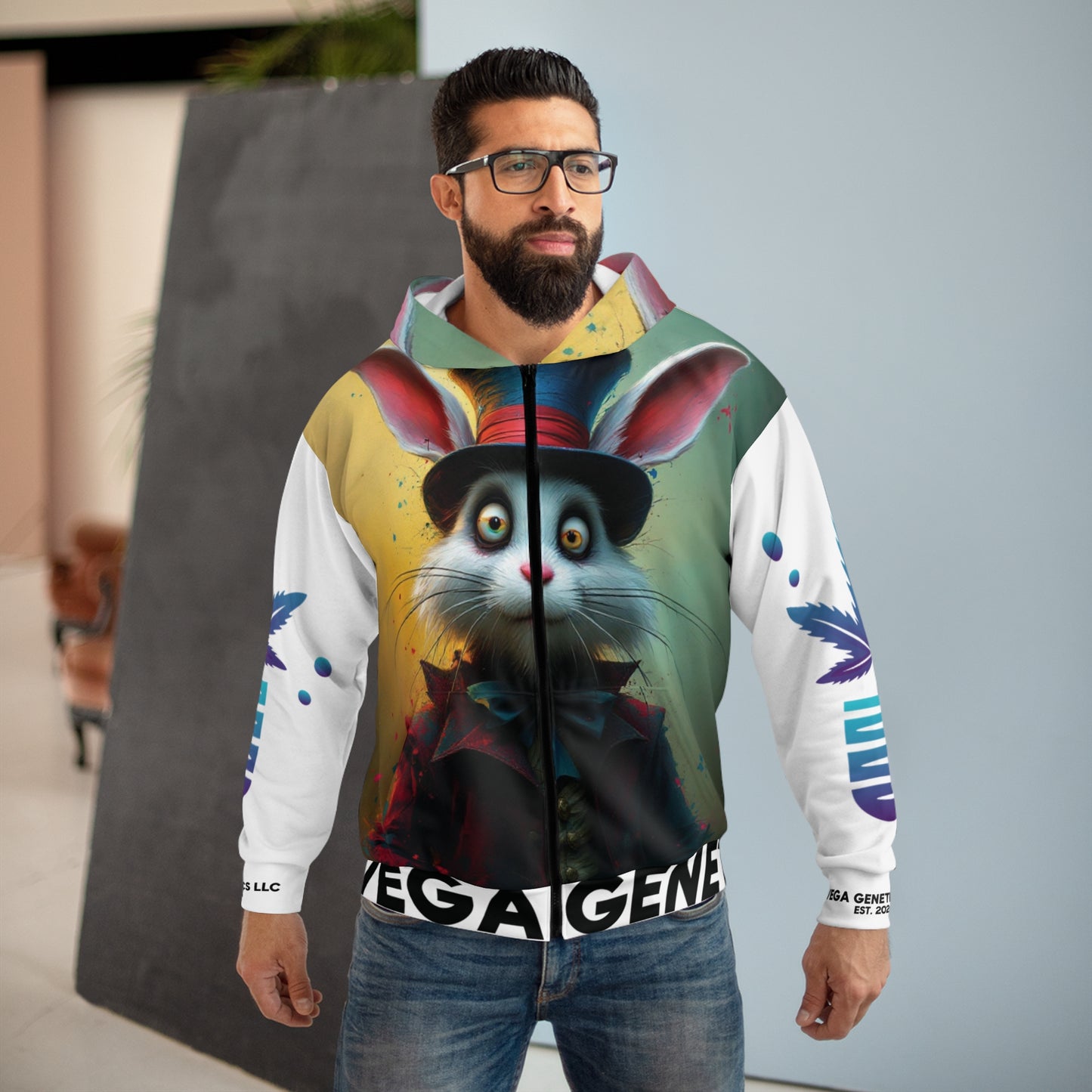Silly Rabbit Hoodie - Stylish Unisex Zip Hoodie with Colorful Design