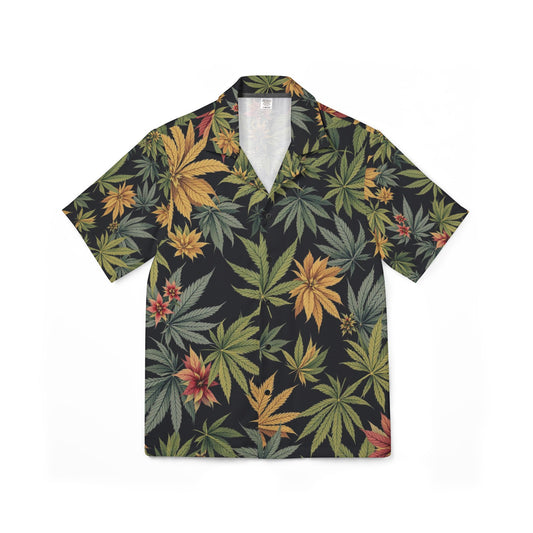 Tropical Men’s Cannabis Shirt – AOP, Trendy Summer Shirt, Vacation Essential, Gifts for Him, Beachwear, Casual Shirt, Nature Print
