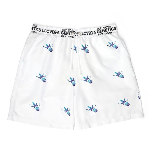 Vega Print Unisex Swim Shorts (White) - Perfect for Summer Beach Days