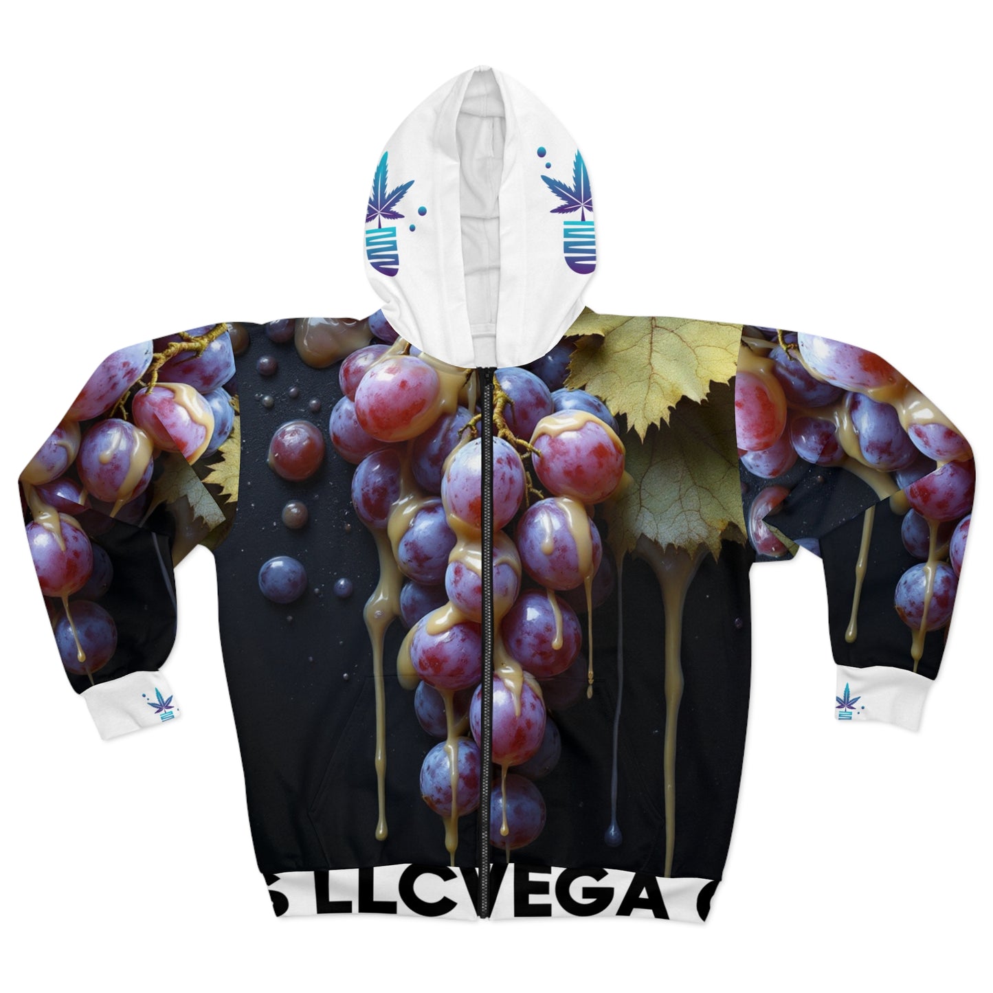 Vega's Greasy Grape Zip Hoodie - Unisex Design for Lovers of Gooey Grape Deliciousness