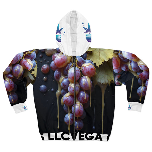 Vega's Greasy Grape Zip Hoodie - Unisex Design for Lovers of Gooey Grape Deliciousness