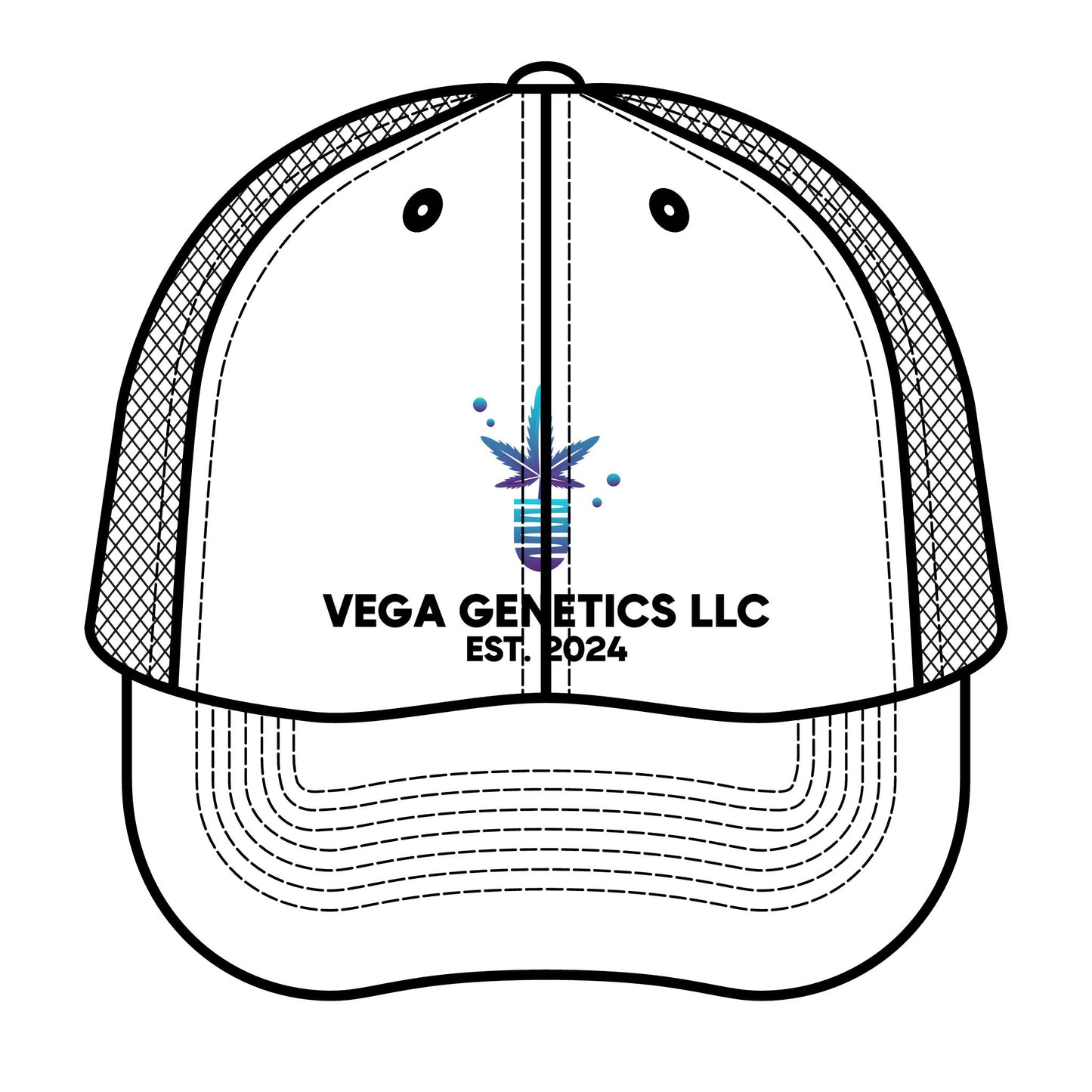 Retro Trucker Hat with Vega Genetics Logo - Stylish Headwear Perfect for Outdoor Adventures, Gifts, and Casual Wear