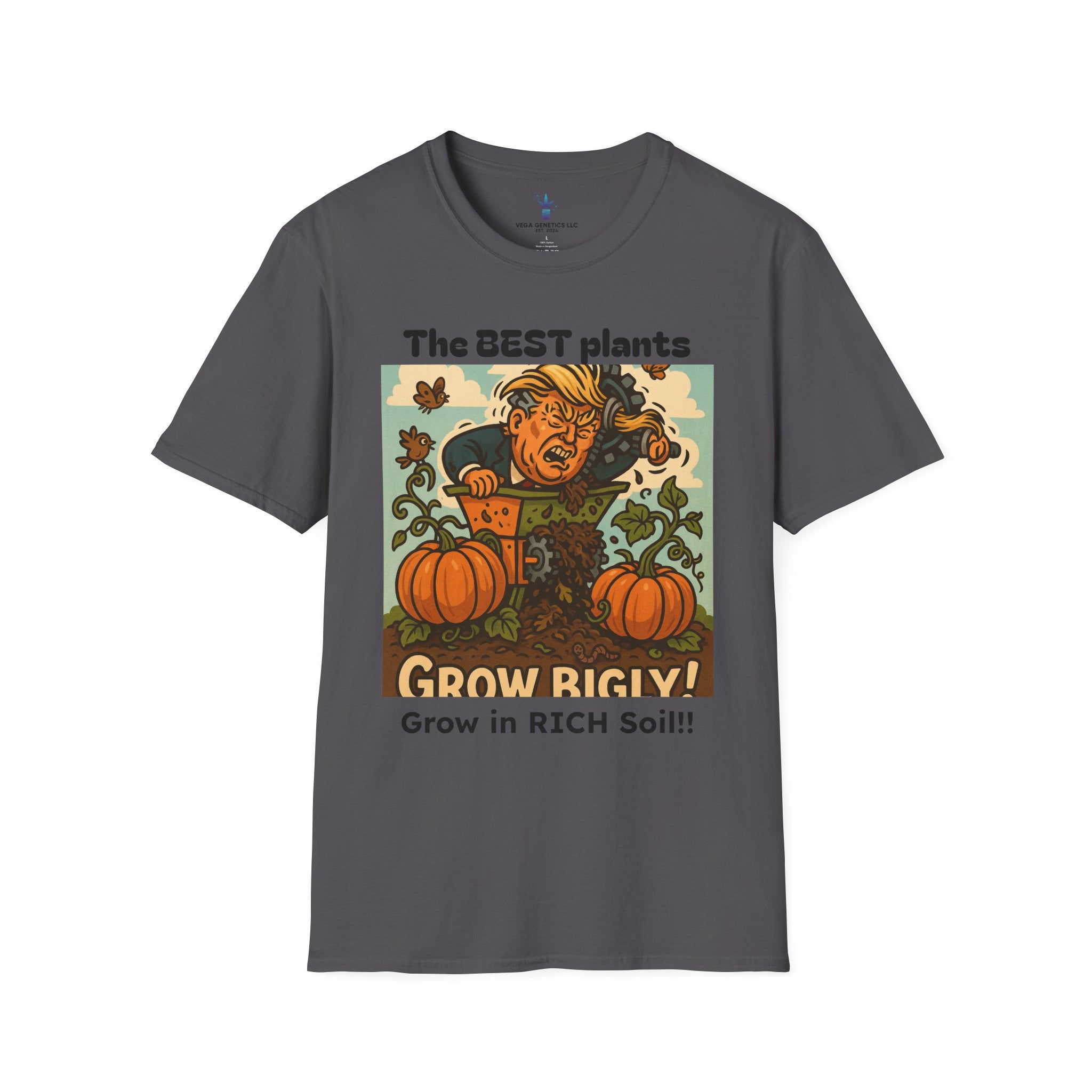 Grow Bigly Funny Gardening T-Shirt, Plant Lover Gift, Eco-Friendly Shirt, Sustainable Fashion, Gardening Humor Tee, Grow Bigly Quote