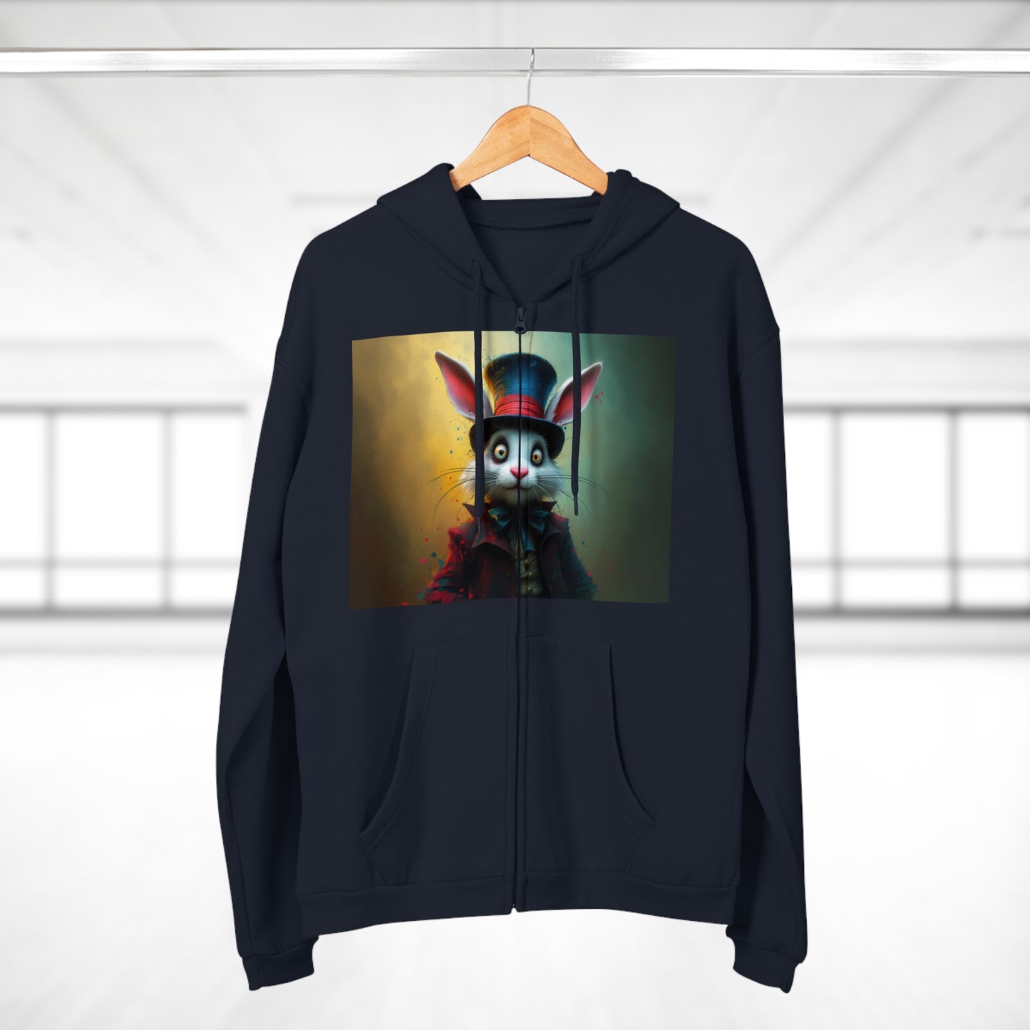 Chic Unisex Hooded Zip Sweatshirt with Silly Rabbit Artwork & Logo