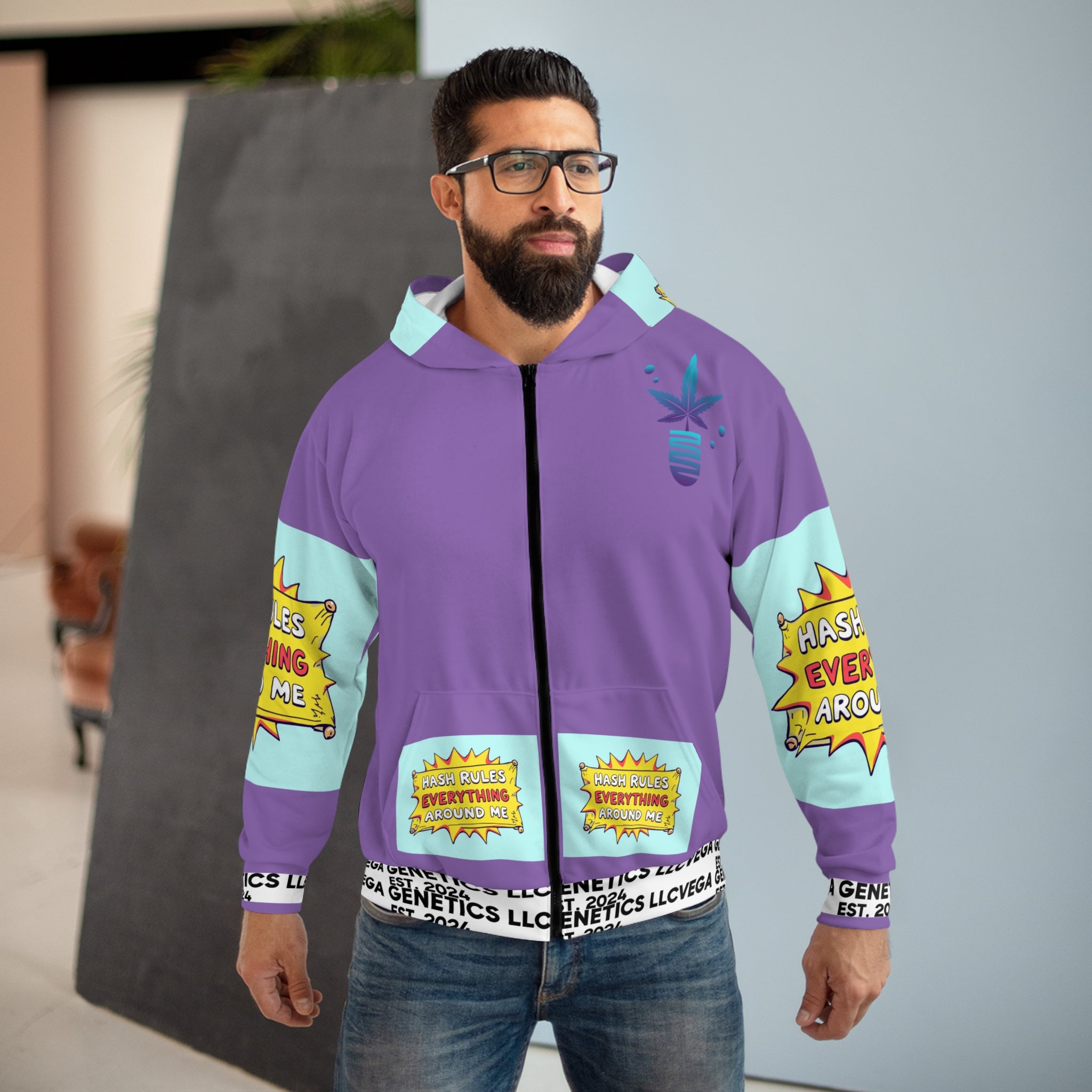Unisex Zip Hoodie - 'Hash Rules Everything Around Me' Design