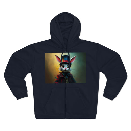 Chic Unisex Hooded Zip Sweatshirt with Silly Rabbit Artwork & Logo