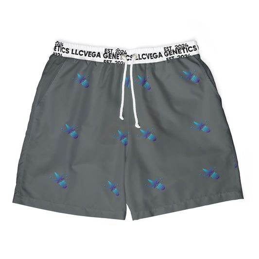 Vega Print Unisex Swim Shorts (Dark Grey) - Perfect for Summer Beach Days
