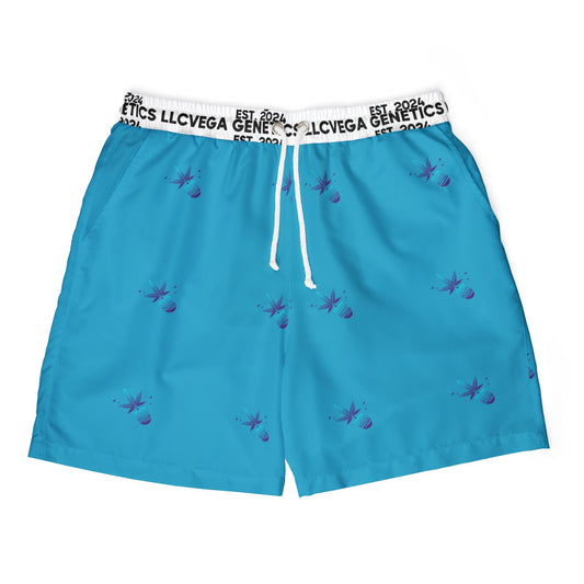 Vega Print Unisex Swim Shorts (Turquoise) - Perfect for Summer Beach Days