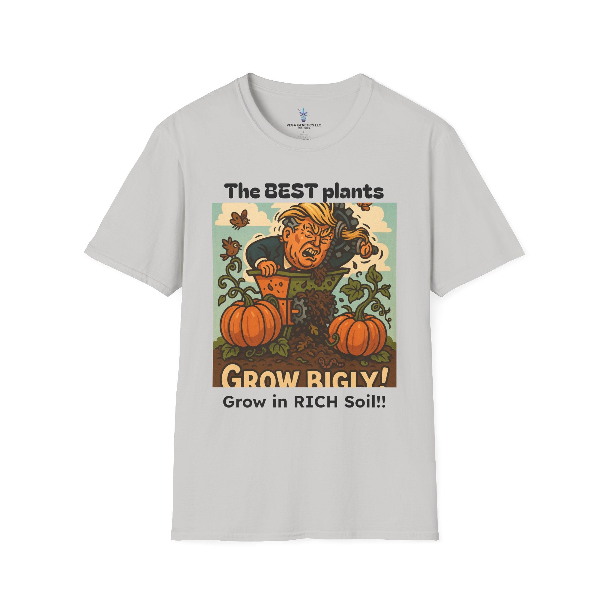 Grow Bigly Funny Gardening T-Shirt, Plant Lover Gift, Eco-Friendly Shirt, Sustainable Fashion, Gardening Humor Tee, Grow Bigly Quote