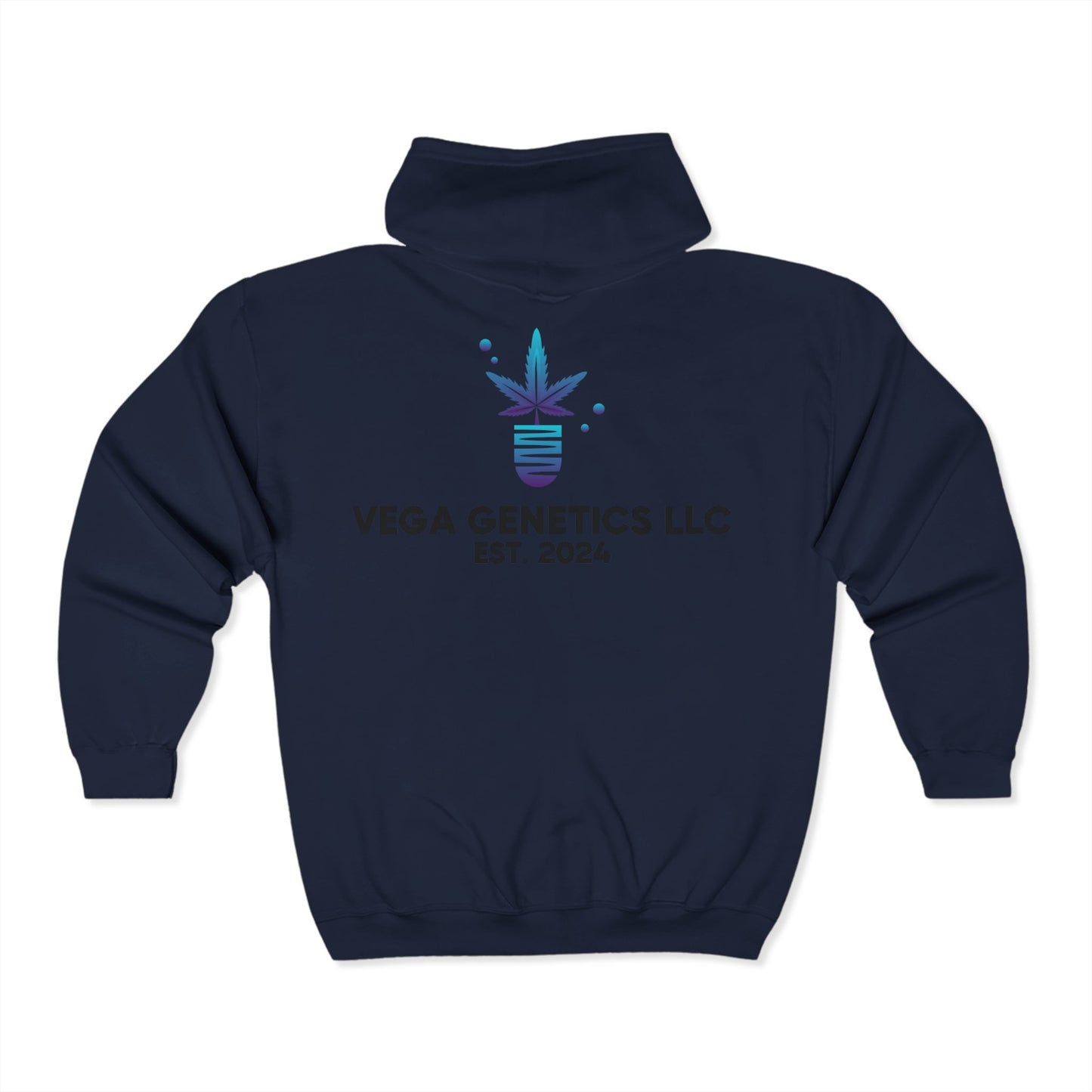 Vega Genetics Cannabis Full Zip Hoodie – Trendy Unisex Sweatshirt for Comfort & Style