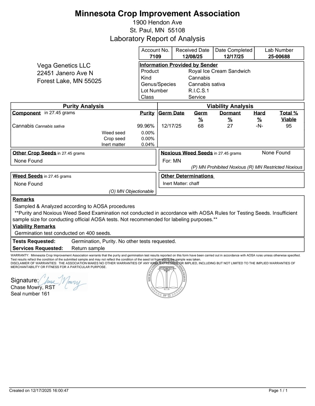 Royal Ice Cream Sandwich Feminized Photoperiod Seeds