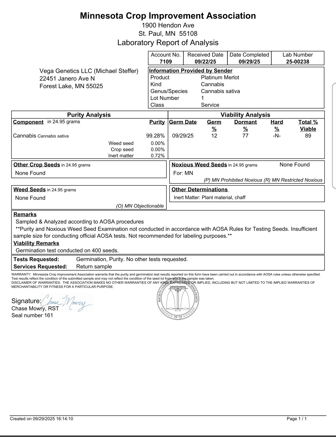Platinum Merlot Feminized Photoperiod Seeds
