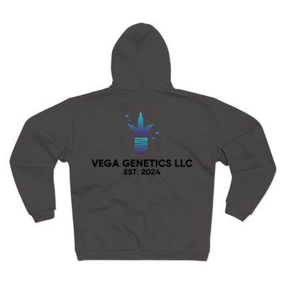Chic Unisex Hooded Zip Sweatshirt with Silly Rabbit Artwork & Logo (No Background)