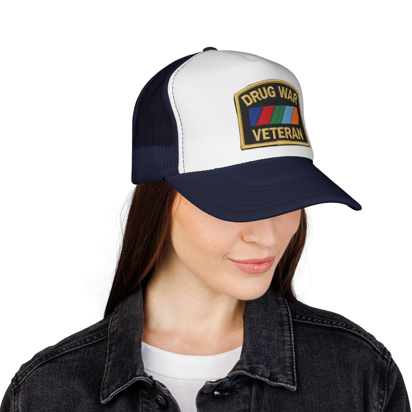 Drug War Veteran Trucker Cap — "We are the few, the stoned, the survivors of the US War on Drugs"