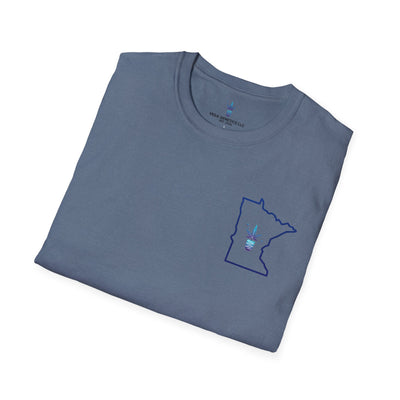Minnesota Outline Vega Print Unisex Softstyle T-Shirt - Stylish MN State Love Tee, Casual Wear, Travel Souvenir, Great Gift for Locals & Visitors