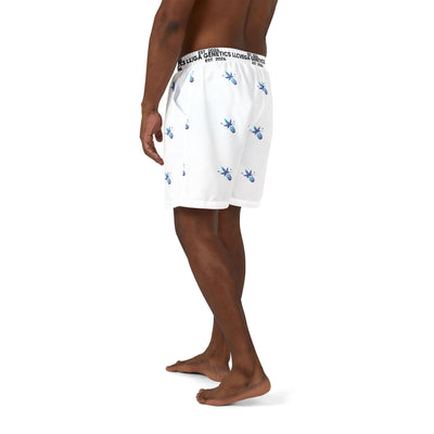 Vega Print Unisex Swim Shorts (White) - Perfect for Summer Beach Days