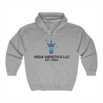 Vega Genetics Cannabis Full Zip Hoodie – Trendy Unisex Sweatshirt for Comfort & Style