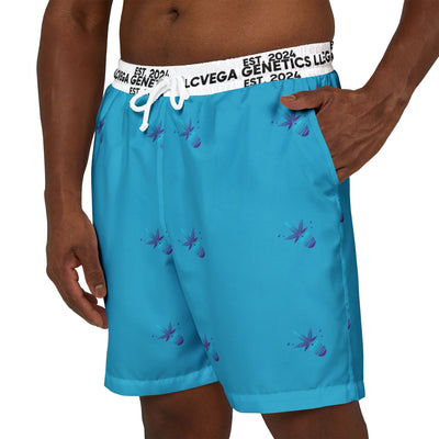 Vega Print Unisex Swim Shorts (Turquoise) - Perfect for Summer Beach Days