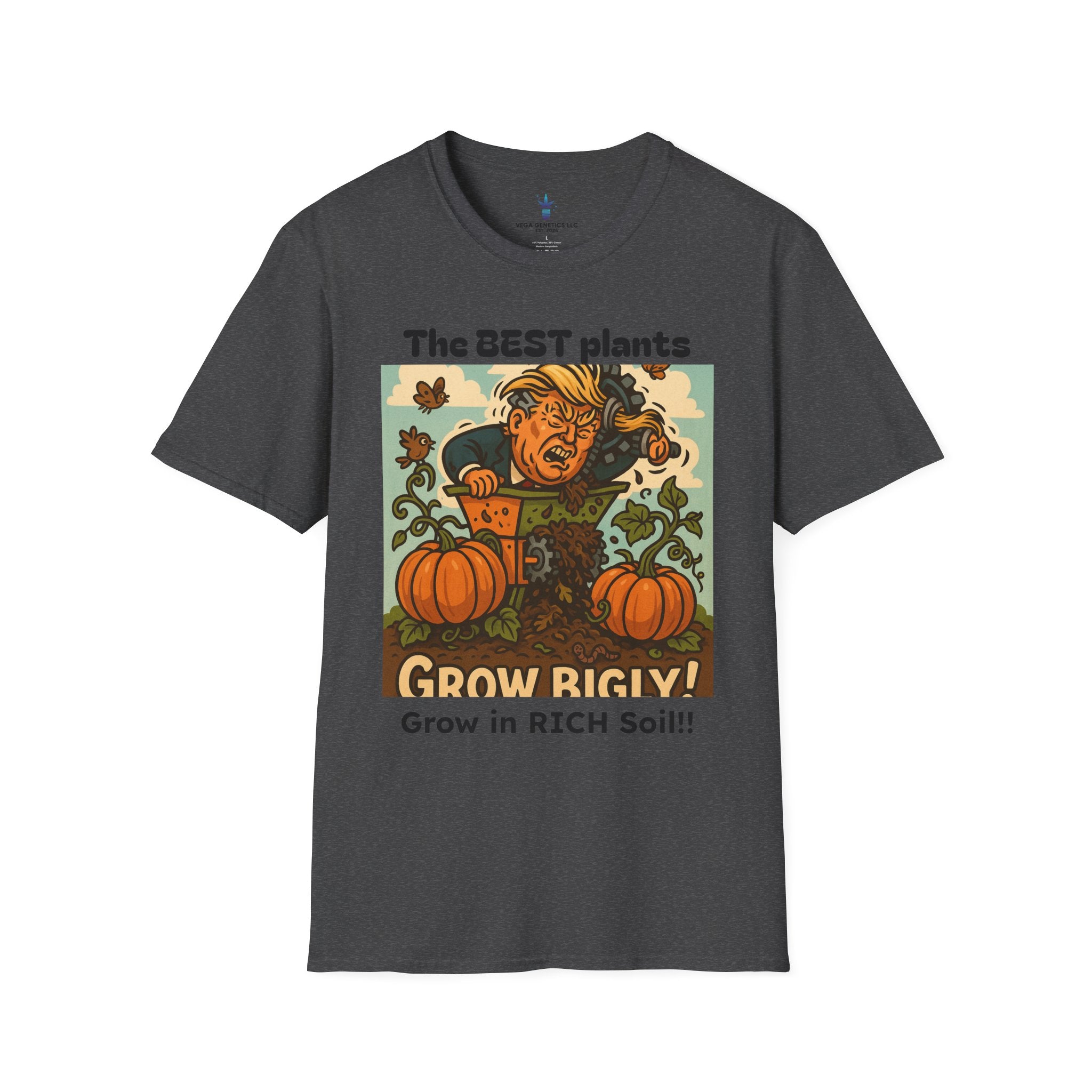 Grow Bigly Funny Gardening T-Shirt, Plant Lover Gift, Eco-Friendly Shirt, Sustainable Fashion, Gardening Humor Tee, Grow Bigly Quote