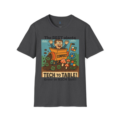 Tech to Table Funny Gardening T-Shirt, Plant Lover Gift, Eco-Friendly Shirt, Sustainable Fashion, Gardening Humor Tee, Tech to Table Quote
