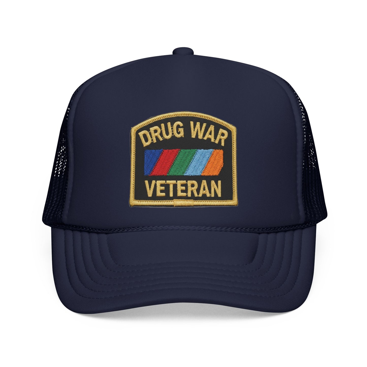 Drug War Veteran Trucker Cap — "We are the few, the stoned, the survivors of the US War on Drugs"