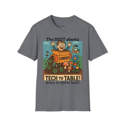 Tech to Table Funny Gardening T-Shirt, Plant Lover Gift, Eco-Friendly Shirt, Sustainable Fashion, Gardening Humor Tee, Tech to Table Quote