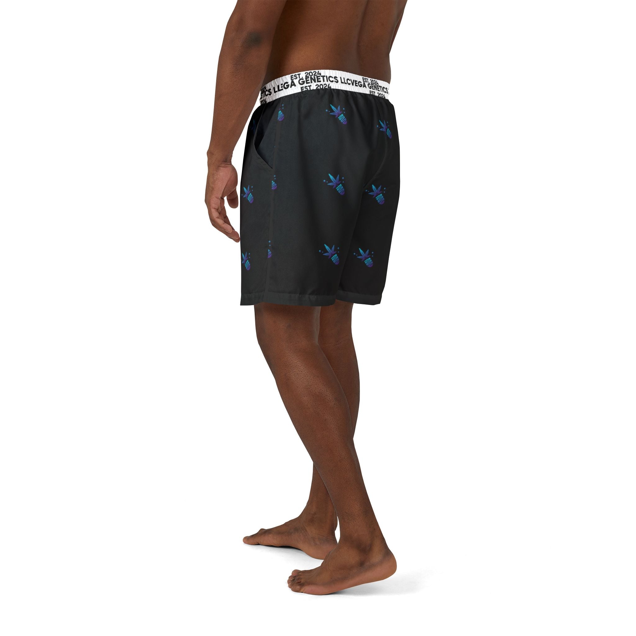 Vega Print Unisex Swim Shorts (Black) - Perfect for Summer Beach Days