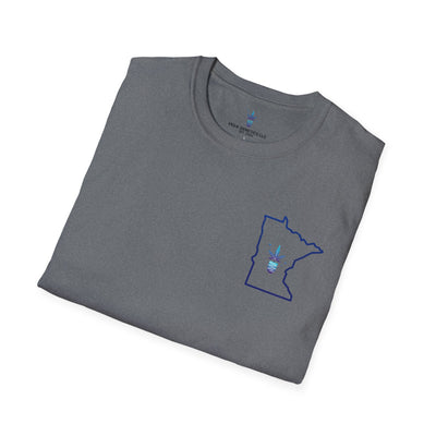 Minnesota Outline Vega Print Unisex Softstyle T-Shirt - Stylish MN State Love Tee, Casual Wear, Travel Souvenir, Great Gift for Locals & Visitors