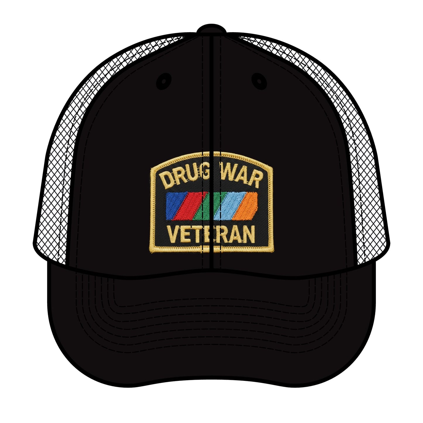 Drug War Veteran Trucker Hat – Retro Patch Mesh Cap
