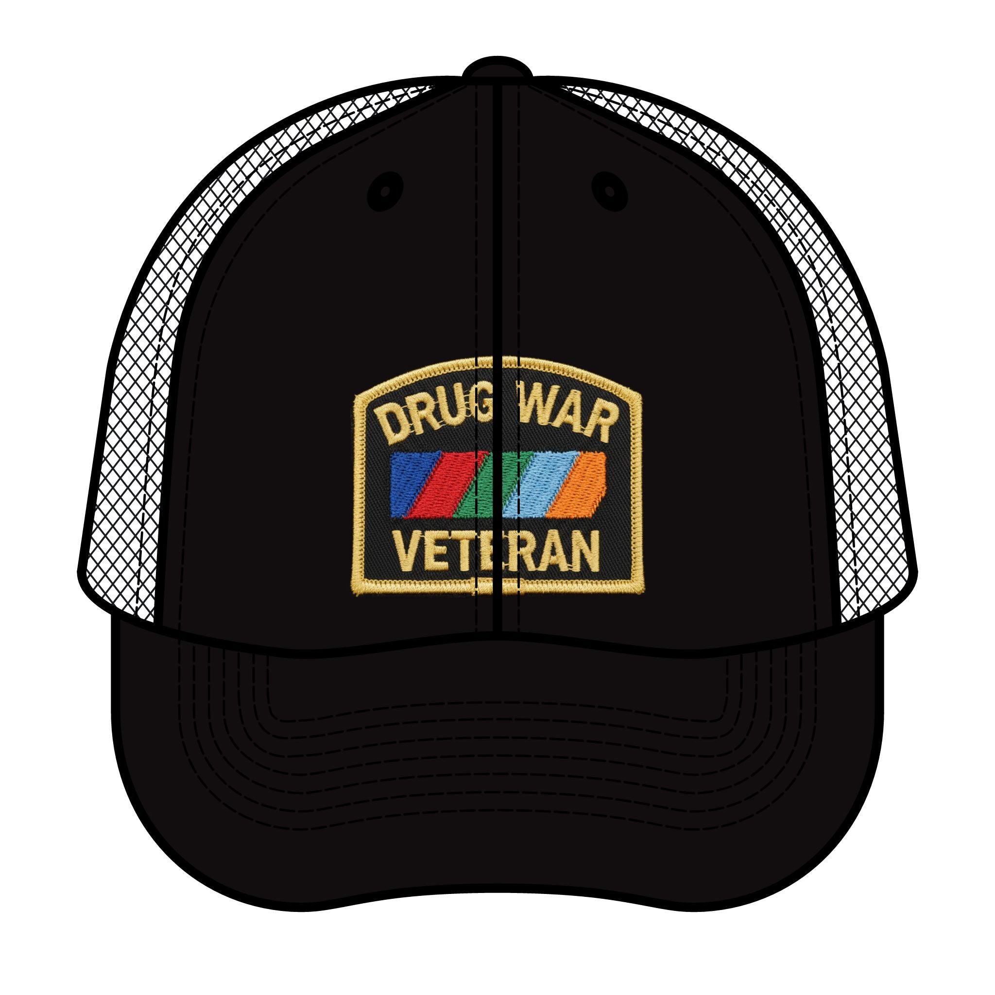 Drug War Veteran Trucker Hat – Retro Patch Mesh Cap