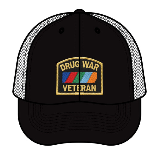 Drug War Veteran Trucker Hat – Retro Patch Mesh Cap