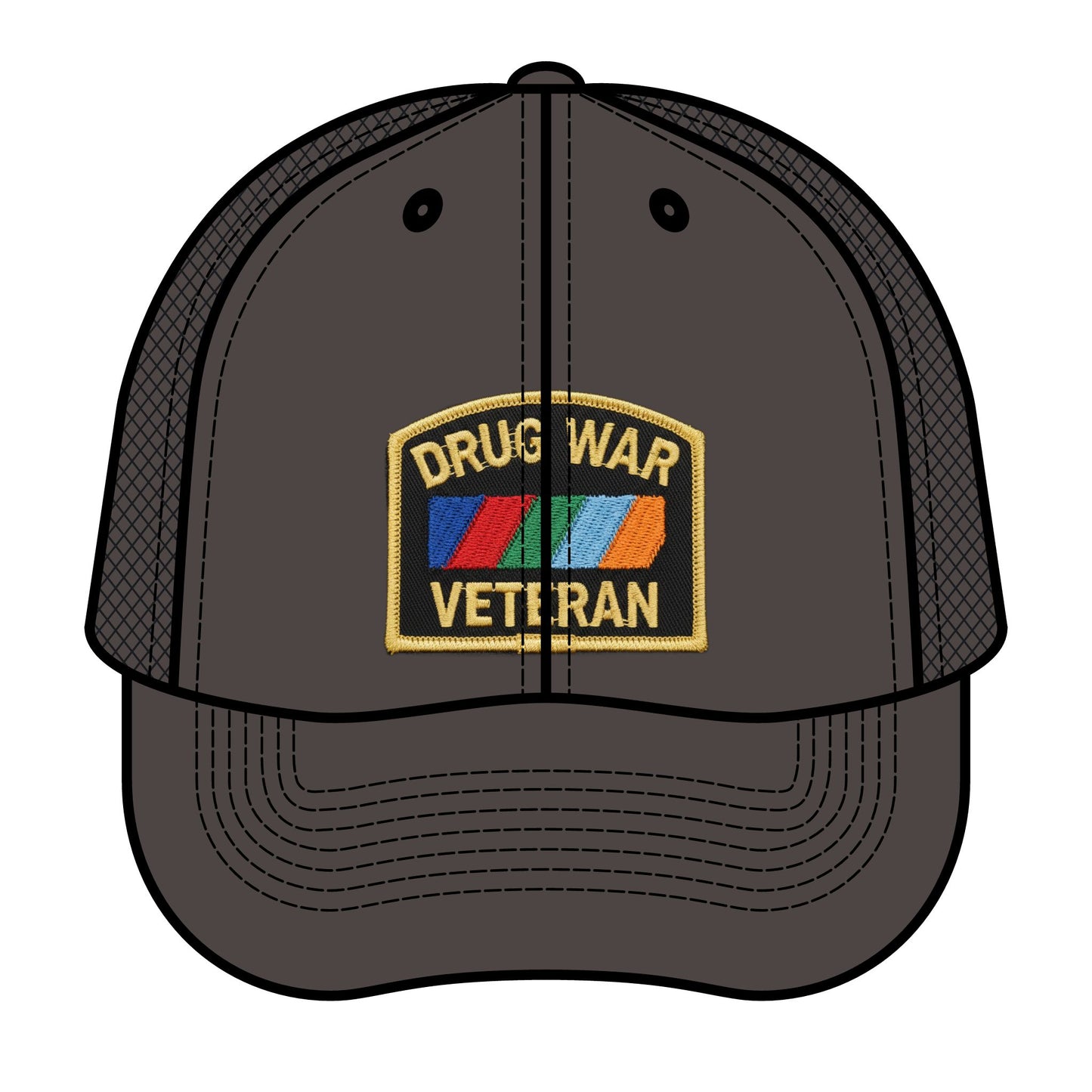 Drug War Veteran Trucker Hat – Retro Patch Mesh Cap