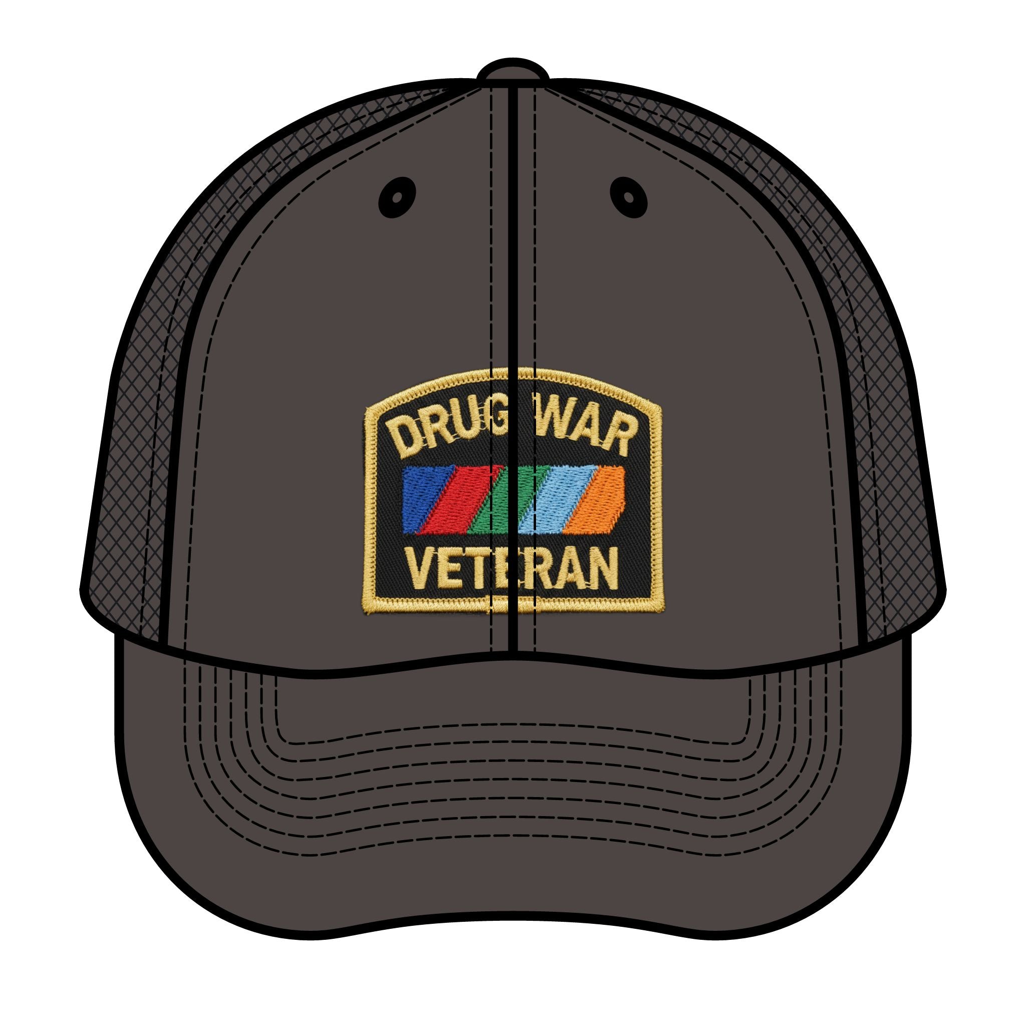 Drug War Veteran Trucker Hat – Retro Patch Mesh Cap