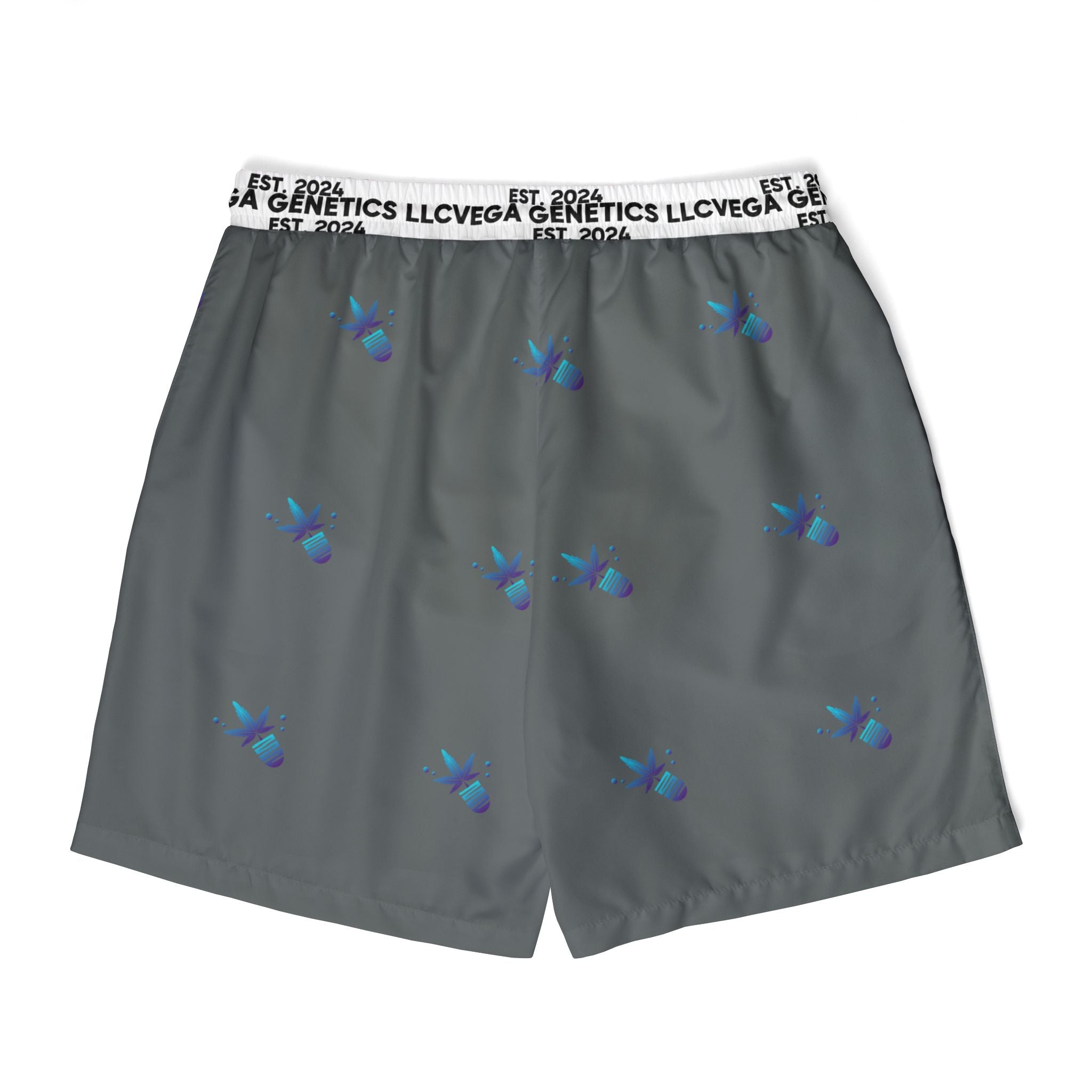 Vega Print Unisex Swim Shorts (Dark Grey) - Perfect for Summer Beach Days