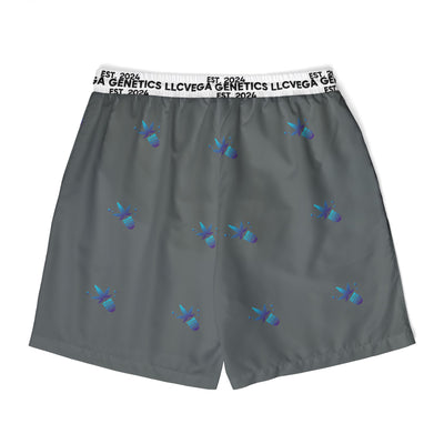 Vega Print Unisex Swim Shorts (Dark Grey) - Perfect for Summer Beach Days