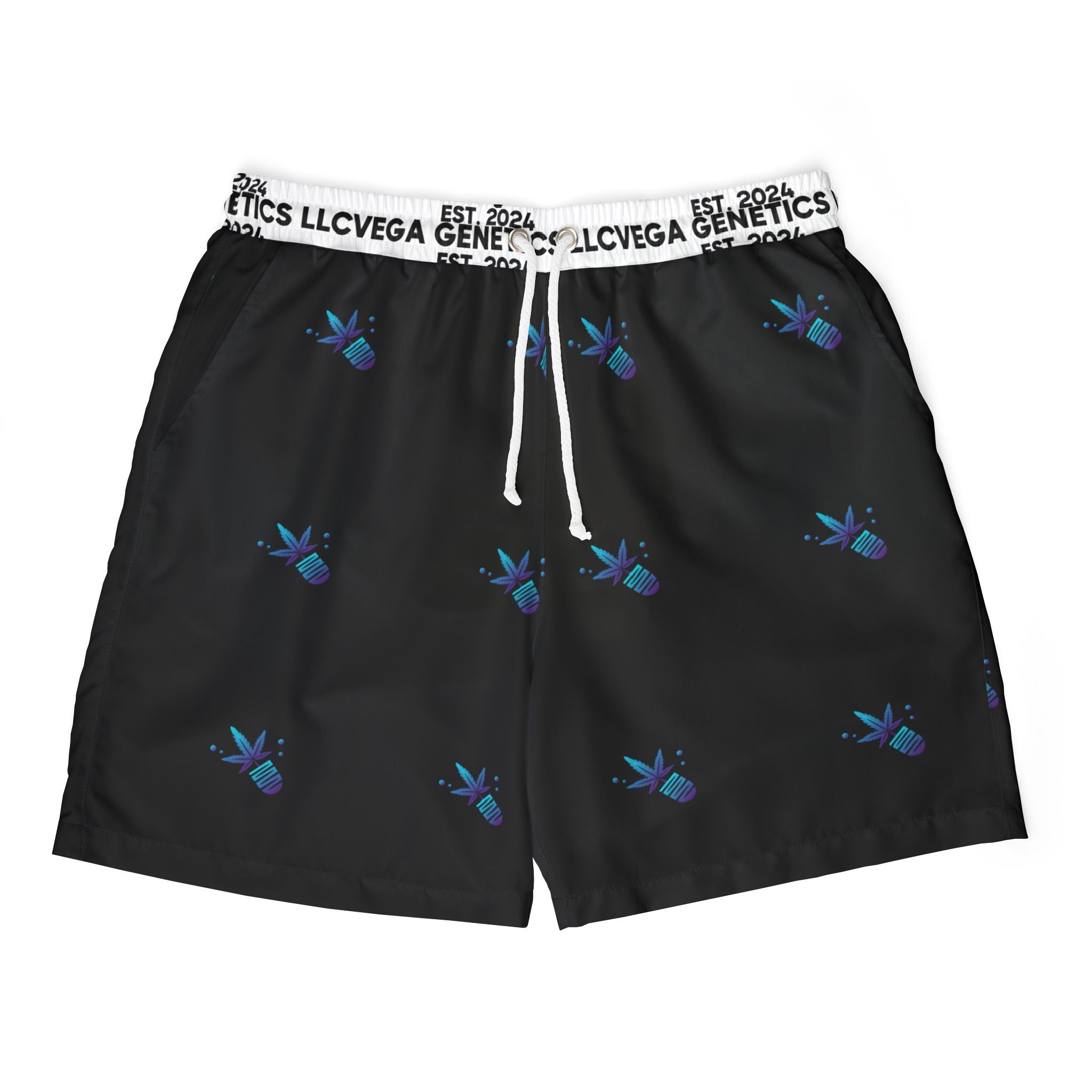 Vega Print Unisex Swim Shorts (Black) - Perfect for Summer Beach Days