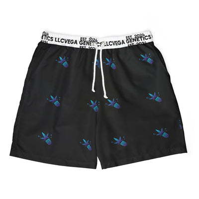 Vega Print Unisex Swim Shorts (Black) - Perfect for Summer Beach Days