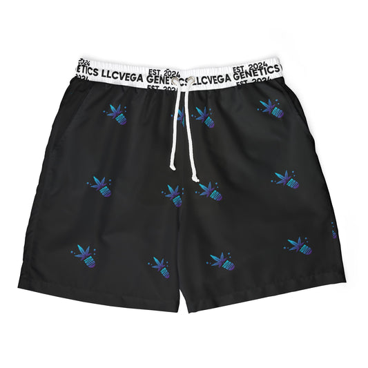 Vega Print Unisex Swim Shorts (Black) - Perfect for Summer Beach Days