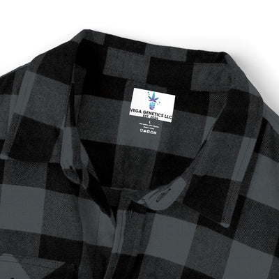 Cozy Unisex Vega Print Flannel Shirt, Perfect for Fall, Outdoor Adventures, Casual Wear, Comfortable Layering Option, Ideal Gift for Holidays