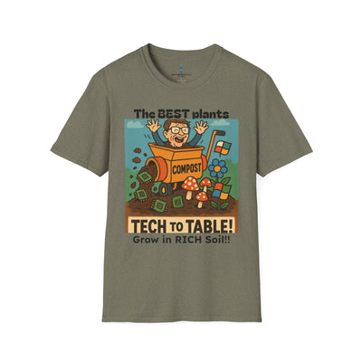 Tech to Table Funny Gardening T-Shirt, Plant Lover Gift, Eco-Friendly Shirt, Sustainable Fashion, Gardening Humor Tee, Tech to Table Quote